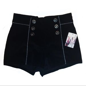 Velvet high waisted shorts